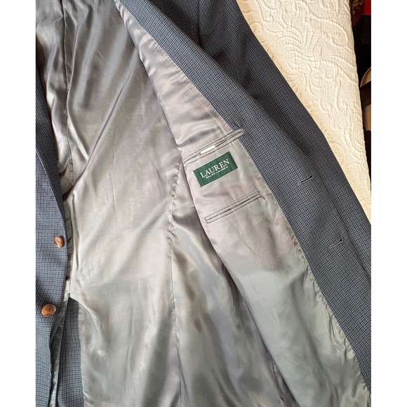 L Ralph Lauren VTG Herringbone Tweed Wool Blk/white Blazer Sport Coat Men 44XL - Picture 7 of 13